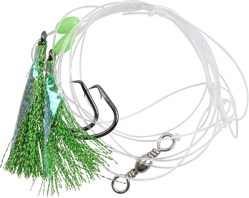 Shaddock Fishing 15Packs Fishing Bait Rigs Set Saltwater Fishing Rigs with Sharp Hooks, Fish Skin, Barrel Swivel and Glow Beads Bottom Fishing Rigs for Freshwater Flounder Sea Bass Halibut - Image 1